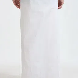 yhwh Elegant White Pure Cotton Dhoti for Men - Traditional Ethnic Wear, 2 MT image 3