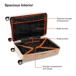 nasher miles Singapore Hard-Sided Polypropylene Check-in Luggage Champagne 28 inch |75cm Trolley Bag image 5