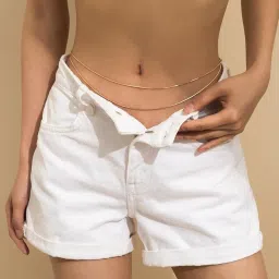 aaishwarya 18K Gold Plated Two Layered Snake Chain Waist Chain | Stainless Steel, Anti-Tarnish Hip Chains | Minimal Jewelry | Stylish Casual Wear Kamarband for Saree and Crop Tops image 5