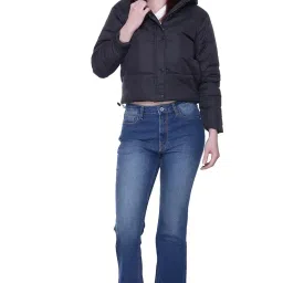 sane originals Hooded Semi Crop Jacket for Women in Full Zipper image 4