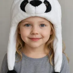 krystle Cute Panda-Inspired Winter Hat for Kids (White,2-6 Years) image 1