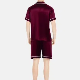 bellababebysk Deep Red Half Sleeve Night Suit with Shorts & Contrast Piping image 4