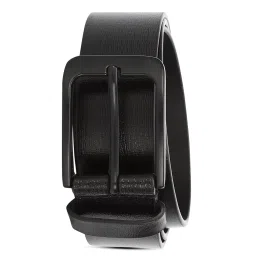 louis philippe Men Textured Formal Italian Leather with Matt Black Metal Buckle Belt image 3
