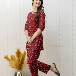 attnico Women's Pure Cotton Summer Wear Night Suit | Booti Floral Print | Soft & Stylish Sleepwear Set | Comfortable Pajama & Top image 3