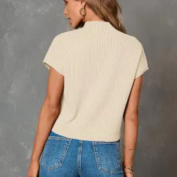 fensir Women’s Cotton Sweater Vest with Batwing Sleeves & Pocket | Half-High Collar Pullover Sweater image 1