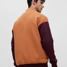 the souled store Ticket To Nowhere Men and Boys Long Sleeves Stand Collar Zipper Front Brown Cotton Blend Oversized Racer Jackets image 3