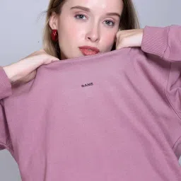 sane originals Womens Round Neck Fleece Sweatshirt in Regular Fit || Long Sleeve Plain Sweatshirt for Ladies || Warm Heavy GSM 100% Cotton Fleece Sweatshirt image 3