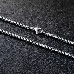 the men thing 3mm Rounded Box Chain Stainless Steel 18 to 24inch Necklace for Men & Boy image 3