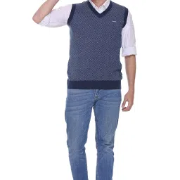 godfrey Men V-Neck Woolen Sleeveless Half Sweater for Winter image 4