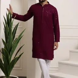sojanya Timeless Traditions (Since 1958) Men's Pure Cotton Sequence Kurta for Holi & EID Celebration image 1