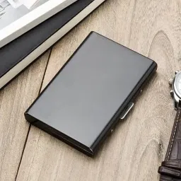 samtroh RFID Protector Stainless Steel 6 Slot Card Holder for Men and Women (Black) image 1