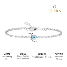 clara 925 Pure Silver Evil Eye Chain Bracelet, Adjustable, Anti Tarnish Gift for Women and Girls image 4