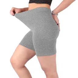 women worth Cotton Stretchable Cycling Shorts for Girls Combo Pack 3 Knee Length Tights Fit Under Skirts Sports Gym Yoga Running Panties image 3