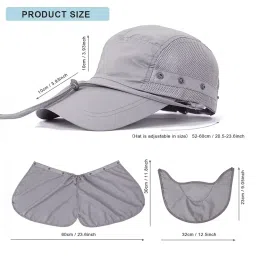 oligitdi Unisex Nylon Outdoor Sun Protection Hat With Face Protector (Grey), Free Size image 1