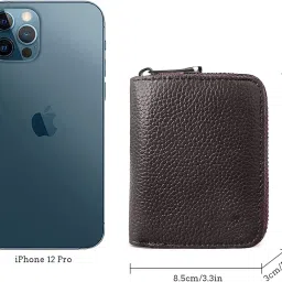 vogard RFID 12 Card Slots Leather Credit Card Holder Small Zipper Card Case Wallet for Women & Men (POP69-Brown) image 5