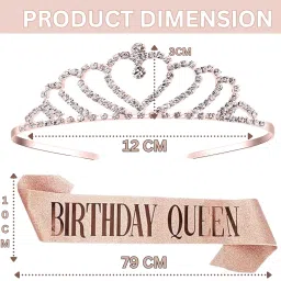 curated cart Birthday Crown and Sash for Women Birthday Girl Sash & Rhinestone Tiara Set - Birthday Decorations Birthday Girl Crowns Tiaras for Women image 2