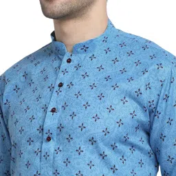 kraft india Men Cotton Floral Printed Kurta Pyjama Set image 4