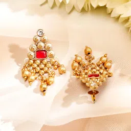 rubans 24K Gold Plated Stylish Handcrafted Stone-Studded with Beads Traditional Temple Set with Earrings for Women & Girls, Ideal for any Festive & Wedding Occasions image 5