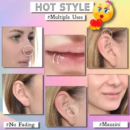 via mazzini Surgical Steel 8mm No Rusting Pack Of 2 Pcs Clip-On Non-Pierced Nose Ring For Women And Girls (NR0115) 2 Pcs image 4