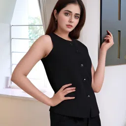 rocksy Sleeveless Women Waistcoat – Premium Lightweight Stretch Fabric with 2 Pockets | For Casual, Formal, Office & Wedding image 1