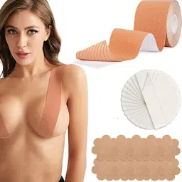 madhya Boob Tape for Breast Lift, 5M Boobytape Achieve Chest Brace Lift & Contour of Breasts, Adhesive Bra Sticky Body Tape for Push up & Shape, Waterproof Sweat-Proof Bob Tape, With 10 Breast Petals image 2