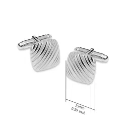 lecalla 925 Sterling Silver Men's Square Cufflinks | BIS Hallmarked Ribbed Cushion Cuff Link for Groom's Wedding | Cuff-Links Gifts for Men image 4