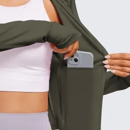 crz yoga Womens Butterluxe Full Zip Workout Hoodie Jackets Slim Fit Hooded Athletic Yoga Lightweight Jacket with Thumb Holes image 3
