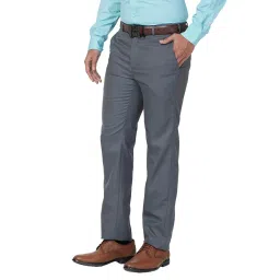 raymond Men's Contemporary Fit Solid Pattern Polyester Blend Pleated Formal Trouser image 2