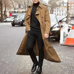 enakshi (label) Windproof Men'trench Coat Warm Peacoat Soft for Vacation daily Wear Khaki 2XL|Clothing, Shoes & Accessories | Mens Clothing | Coats & Jackets image 3