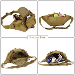 clixera Outdoor Unisex Waist Bag Tactical Military Waist Pack Chest Bag Pouch, 35 x 17 x 4 cm (Brown) image 3