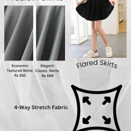 fraulein Girl's/Women's Classic Stretchy All Time Trendy Flared Knee Length Skater Skirts Inbuilt with Inner Safety Shorts image 4