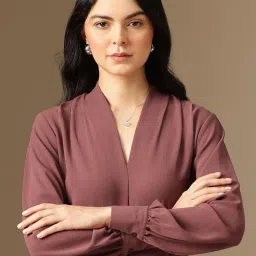 wisstler Women Pink Color Full Sleeves Solid Top image 2