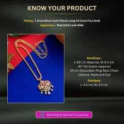 sasitrends Traditional Gold Plated AD Stone Studded Pendant Chain Necklace for Women image 1