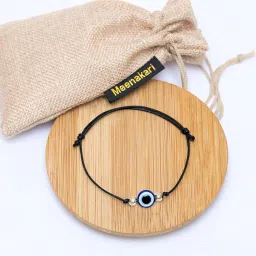 meenakari heritage jewellery 925 Silver Charm Adjustable Black Thread Anklet For Women's/Men/Unisex (Evil Eye Bead) image 2