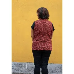 stotra Womens Sleeveless Printed Jacket (Maroon)-Size L image 3