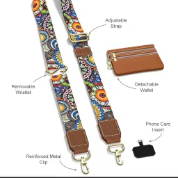 KHOLAD Phone Wrist Strap with Zipped Pouch Clip & Go Strap for Mobile with Leather Wallet Crossbody Adjustable Buckle Chain Lanyard - Comfortable & Durable Accessory for Stylish Women image 2