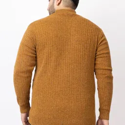 kvetoo Plus Size Men High Neck Zipper Full Sleeve Woolen Winter Sweater image 1