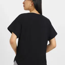 juneberry Pure 100% Cotton Oversized Loose Baggy Fit Round Neck with Drop Shoulder Half Sleeves Boyfriend T-Shirt Combo for Women & Girls (Pack of 2) image 3