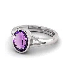 todani jems 7.25 Ratti 6.60 Carat Amethyst Ring Katela Ring Original Certified Natural Amethyst Stone Ring Astrological Birthstone Adjustable Ring for Men and Women,s image 2