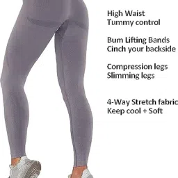 alexvyan Grey Skinny Fit Yoga Pants Gym wear Leggings Ankle Length Workout Active wear | Stretchable Workout Tights | High Waist Sports Fitness for Girls & Women- Nylon Fiber & Spandix image 2