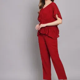 nehamta Women Chiffon Gathered Top Innar Trouser Set image 3