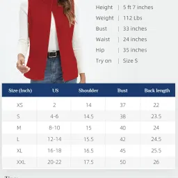 xeoxarel Women's Soft Polar Fleece Vest, Lightweight Sleeveless Jackets Classic Fit Outerwear Full-Zip Pockets Casual Clothes Red 1XL image 4