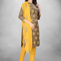 panzora Women's Cotton Slub Printed And Pom Pom Work Unstitched Salwar Suit Dress Material image 4