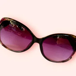 Sadhil Creations Stylish and Designer Oversized Round Shades/Sunglasses/Goggles for Women/Ladies/Girls | Beautiful Flower Print Frame | with Protective Case, Jute/Net Pouch image 1