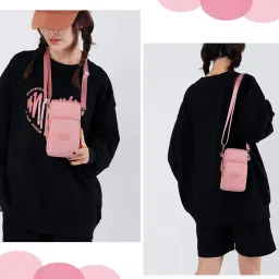 palay Small Crossbody Phone Bag for Women Mini Wallet Shoulder Crossbody Phone Bag with Earphone Cable Hole Wallet Clutch Bag for Women, Pink image 5