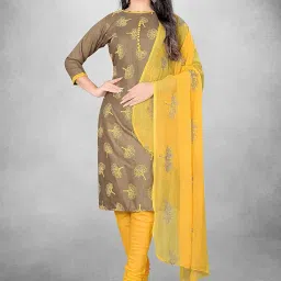 panzora Women's Cotton Slub Printed And Pom Pom Work Unstitched Salwar Suit Dress Material image 2