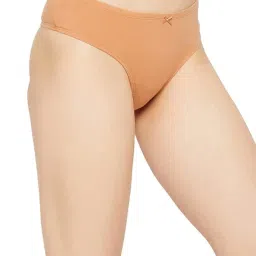 clovia Women's Cotton Low Waist Thong in Beige image 2
