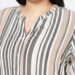 honey curvytude by pantaloons Women's Striped Regular Fit Top image 1