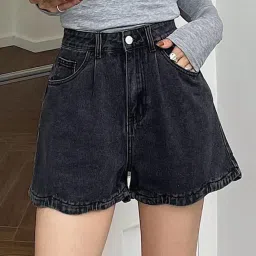 chalodia Women's High-Waisted Denim Shorts with Pockets and Button Fly image 5