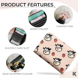 kraptick Card Holder for Women - Elegant and Versatile Card Organizer, Credit Cardholder, Card Case, Card Pouch -DMFP96- (Pink) image 3